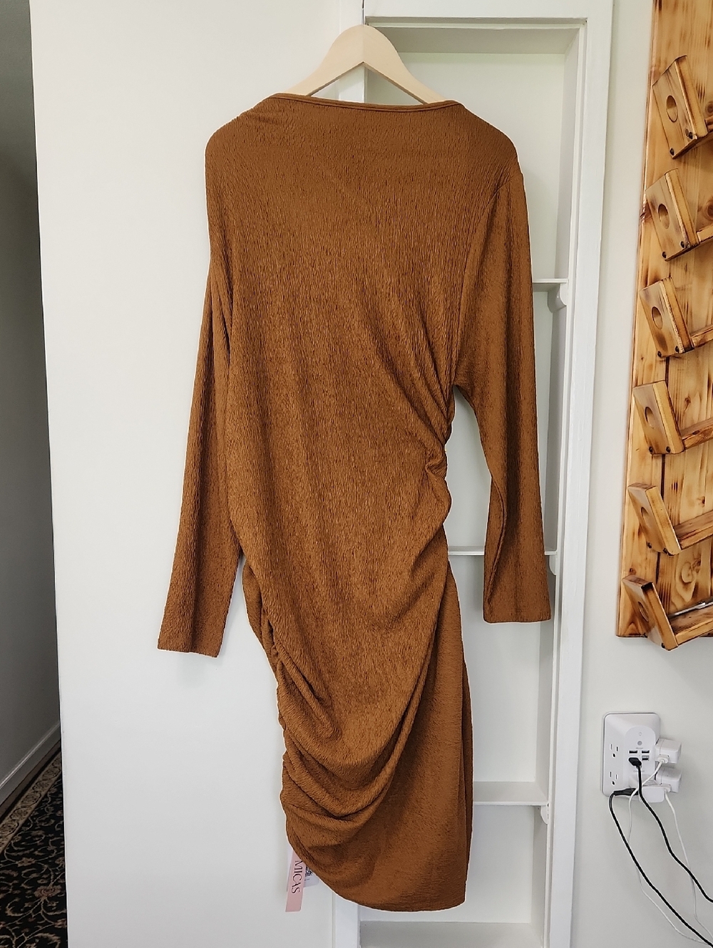 Micas Twist Knot Ruched Asymmetrical Long Sleeve Dress 2X - Picture 5 of 16